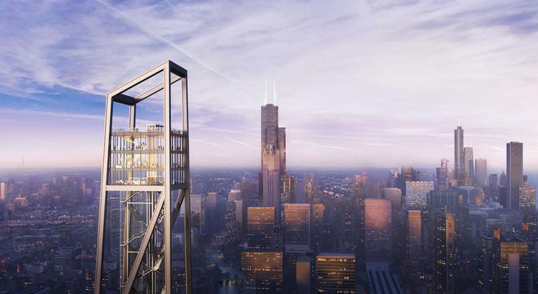 Top 3 Attraction - Aerial of site tower with Chicago skyline in background